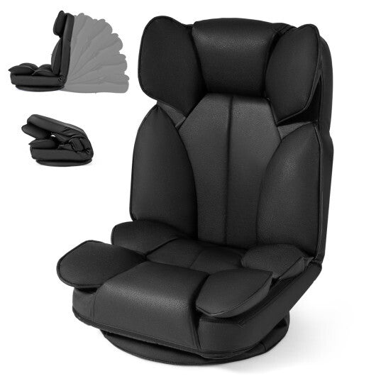 360 Degree Swivel Floor Gaming Chair with 6-Position Adjustable Backrest and Sponge Filling-Gray W2B