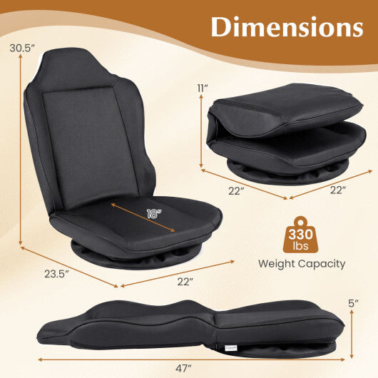 360 Swivel Floor Gaming Chair with 5-Level Adjustable Backrest-Black W2B