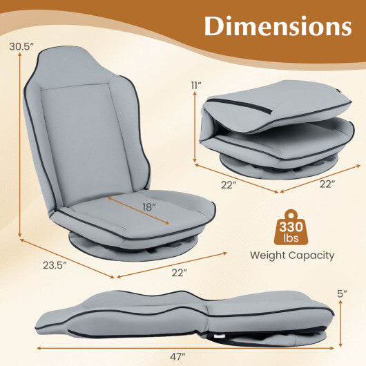 360 Swivel Floor Gaming Chair with 5-Level Adjustable Backrest-Black W2B
