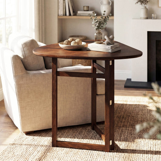 Foldable Dining Table 31.5" Triangular Small Kitchen Table for 2-Walnut W2B