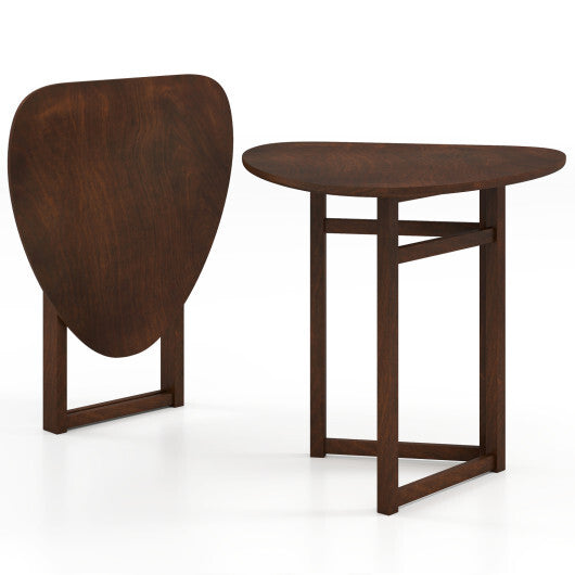 Foldable Dining Table 31.5" Triangular Small Kitchen Table for 2-Walnut W2B