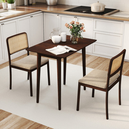 Rectangular Wooden Dining Table for 2-4 34 Inch Farmhouse Solid Wood Kitchen Table-Walnut W2B