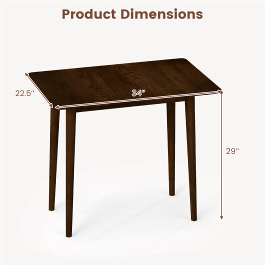 Rectangular Wooden Dining Table for 2-4 34 Inch Farmhouse Solid Wood Kitchen Table-Walnut W2B