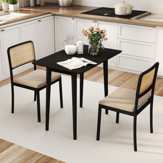 Rectangular Wooden Dining Table for 2-4 34 Inch Farmhouse Solid Wood Kitchen Table-Walnut W2B