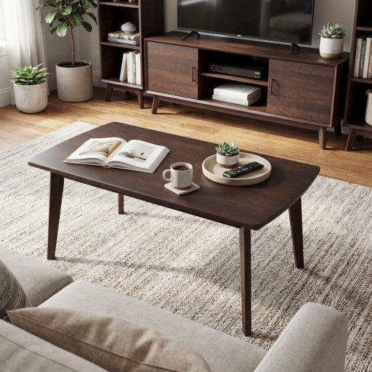 Solid Wood Modern Coffee Table with Tapered Legs-Walnut W2B