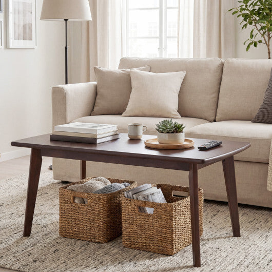 Solid Wood Modern Coffee Table with Tapered Legs-Walnut W2B