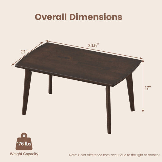 Solid Wood Modern Coffee Table with Tapered Legs-Walnut W2B