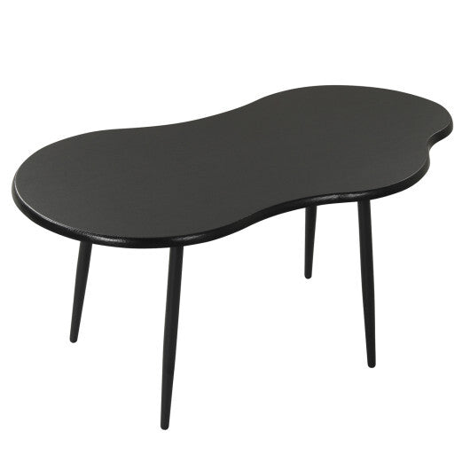 Cloud Shape Coffee Table 39.5 inch Irregular Center Table with Metal Frame-Black W2B