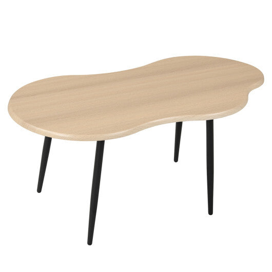 Cloud Shape Coffee Table 39.5 inch Irregular Center Table with Metal Frame-Black W2B
