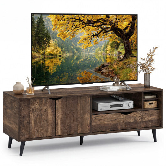 TV Stand for TVs up to 65 Inches Rustic Entertainment Center-Brown W2B