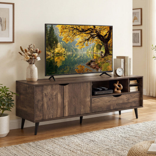 TV Stand for TVs up to 65 Inches Rustic Entertainment Center-Brown W2B
