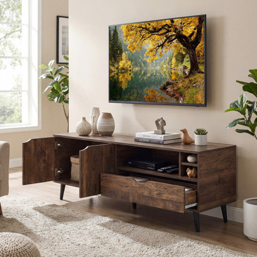 TV Stand for TVs up to 65 Inches Rustic Entertainment Center-Brown W2B