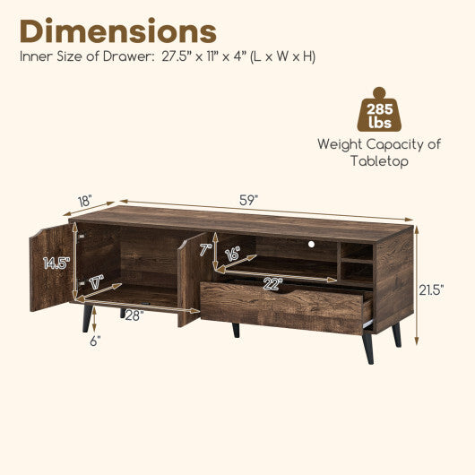 TV Stand for TVs up to 65 Inches Rustic Entertainment Center-Brown W2B