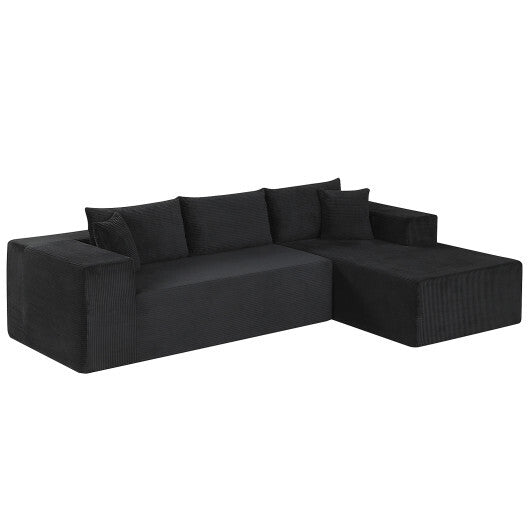 Modular Sectional Sofa Corduroy Upholstered L-shaped Sofa Couch with Deep Seats-Gray W2B