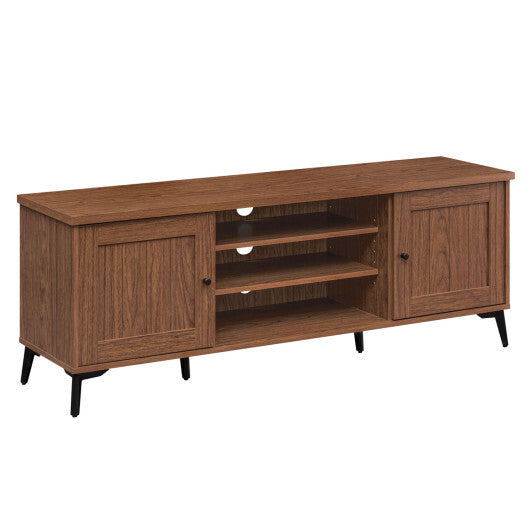 2-Door TV Stand for TVs up to 65 Inch Mid Century Modern Entertainment Center-Brown W2B