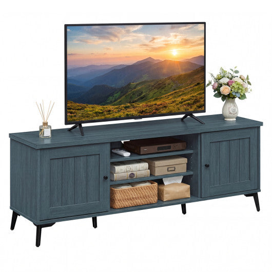 2-Door TV Stand for TVs up to 65 Inch Mid Century Modern Entertainment Center-Brown W2B