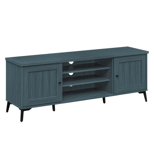 2-Door TV Stand for TVs up to 65 Inch Mid Century Modern Entertainment Center-Brown W2B