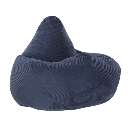 Bean Bag Chair for Adults Accent Lazy Sofa with Skin-friendly Corduroy Cover and Soft Sponge Filling-Blue W2B