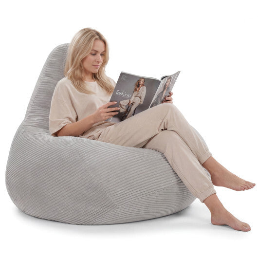 Bean Bag Chair for Adults Accent Lazy Sofa with Skin-friendly Corduroy Cover and Soft Sponge Filling-Blue W2B