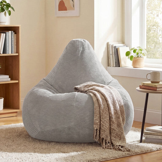 Bean Bag Chair for Adults Accent Lazy Sofa with Skin-friendly Corduroy Cover and Soft Sponge Filling-Blue W2B
