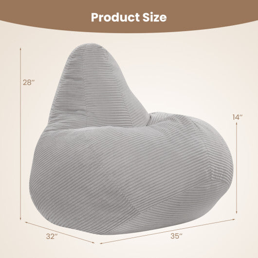 Bean Bag Chair for Adults Accent Lazy Sofa with Skin-friendly Corduroy Cover and Soft Sponge Filling-Blue W2B
