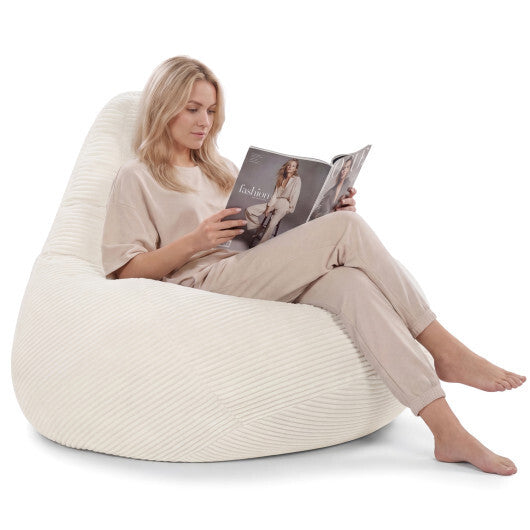Bean Bag Chair for Adults Accent Lazy Sofa with Skin-friendly Corduroy Cover and Soft Sponge Filling-Blue W2B