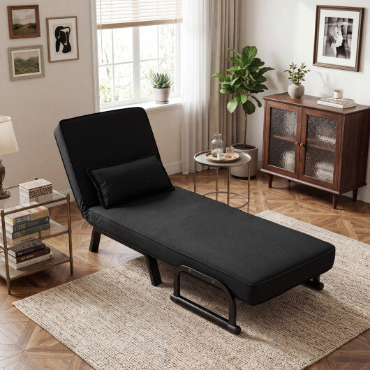3-in-1 Folding Sofa Bed with Adjustable Backrest Comfy Cushion and Hidden Metal Legs-Gray W2B