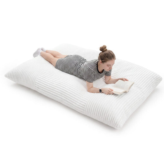 Convertible Bean Bag Floor Sofa with Machine-washable Corduroy Cover-Beige W2B