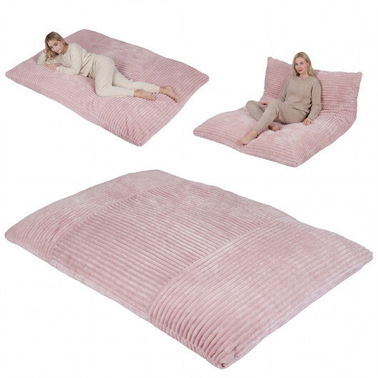Convertible Bean Bag Floor Sofa with Machine-washable Corduroy Cover-Beige W2B