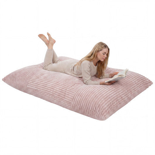 Convertible Bean Bag Floor Sofa with Machine-washable Corduroy Cover-Beige W2B