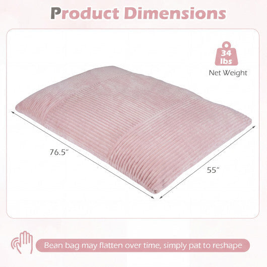 Convertible Bean Bag Floor Sofa with Machine-washable Corduroy Cover-Beige W2B