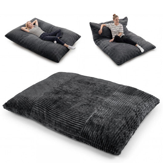 Convertible Bean Bag Floor Sofa with Machine-washable Corduroy Cover-Beige W2B
