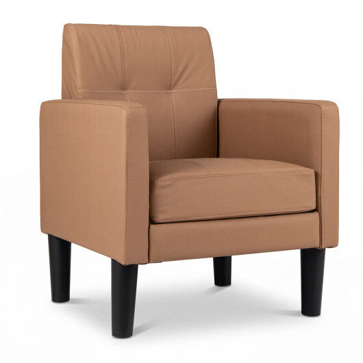 PU Leather Modern Accent Chair with Removable Seat Cushion-Brown W2B