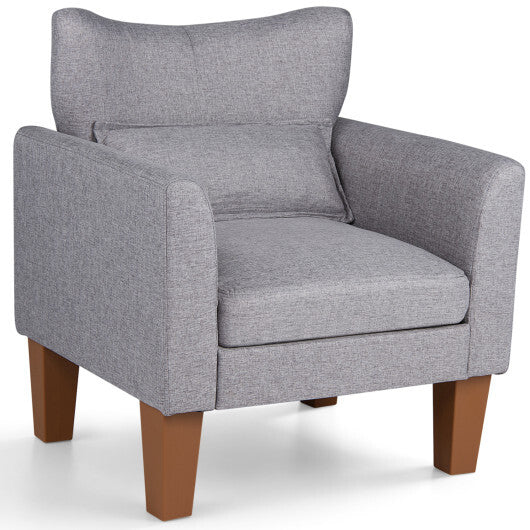 Modern Accent Chair with Removable Cushion & Pillow for Living Room-Gray W2B