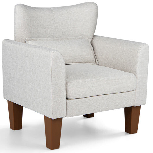 Modern Accent Chair with Removable Cushion & Pillow for Living Room-Gray W2B