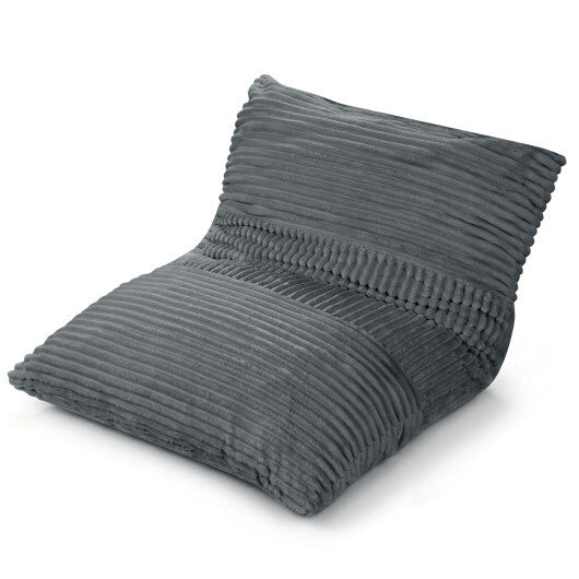 3-in-1 Large Bean Bag Chair with Comfy Corduroy Fabric-Gray W2B