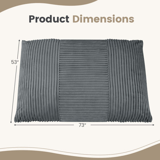 3-in-1 Large Bean Bag Chair with Comfy Corduroy Fabric-Gray W2B