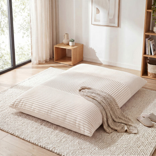 3-in-1 Large Bean Bag Chair with Comfy Corduroy Fabric-Gray W2B