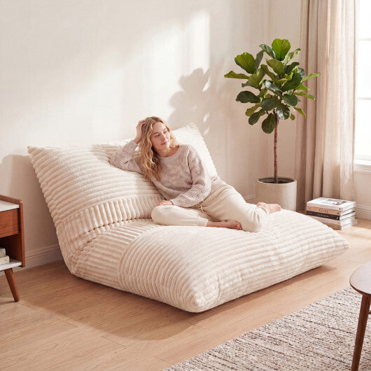 3-in-1 Large Bean Bag Chair with Comfy Corduroy Fabric-Gray W2B