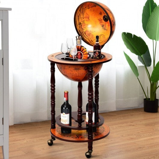 16th Century Wood Globe Wine Bar Stand W2B