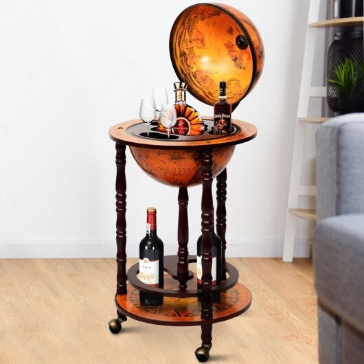16th Century Wood Globe Wine Bar Stand W2B