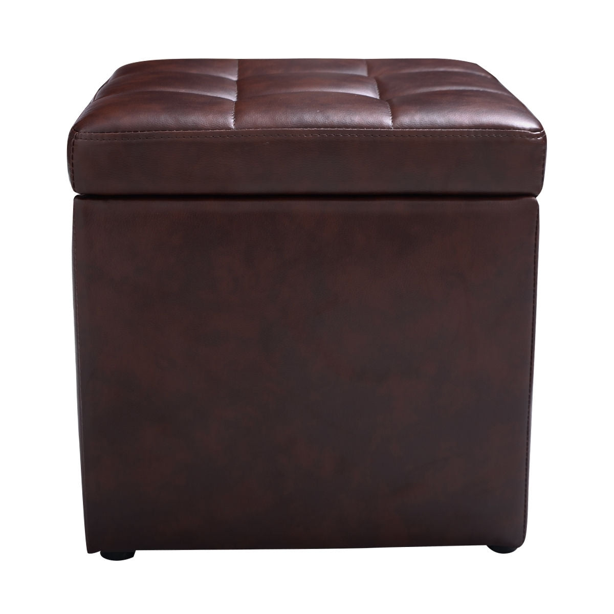 16 Inch Ottoman Pouffe Storage Box Lounge Seat Footstools - Color: Brown W2B