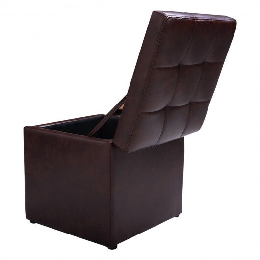 16 Inch Ottoman Pouffe Storage Box Lounge Seat Footstools - Color: Brown W2B