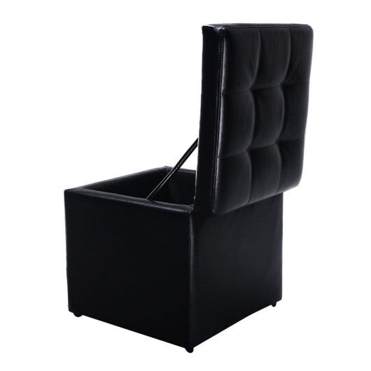 Foldable Cube Ottoman Pouffe Storage Seat-Black W2B