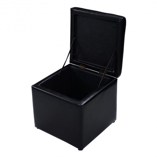 Foldable Cube Ottoman Pouffe Storage Seat-Black W2B
