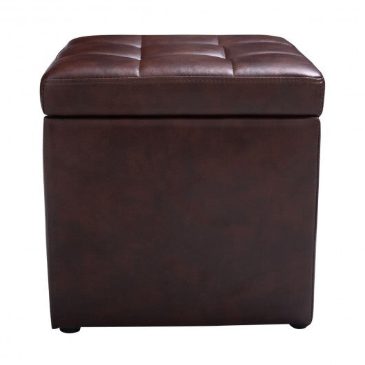 Foldable Cube Ottoman Pouffe Storage Seat-Black W2B