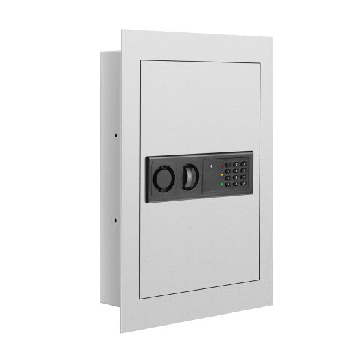 Digital Flat Recessed Wall Safe Security Lock Gun Cash Box-White W2B