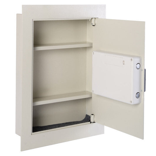 Digital Flat Recessed Wall Safe Security Lock Gun Cash Box-White W2B