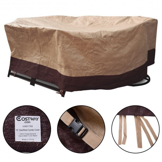 72 Inch Waterproof Oval/Rect Garden Table Cover - Color: Brown W2B