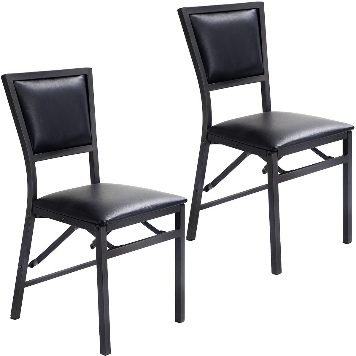 Set of 2 Metal Folding Dining Chair with Space Saving Design - Color: Black W2B